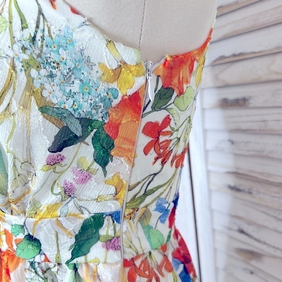 DRESS THE POPULATION * Mena Asymetric Chiffon Cut Out Side Slit Pocket Dress - Picture 10 of 15